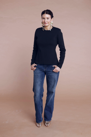 STRUCTURED LONG SLEEVE KNIT BLACK