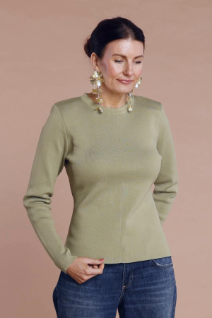STRUCTURED LONG SLEEVE KNIT OLIVE
