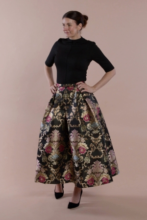 CLASSIC AUDREY BLACK DAMASK SKIRT