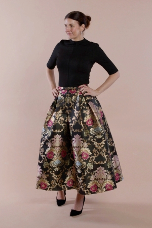 CLASSIC AUDREY BLACK DAMASK SKIRT