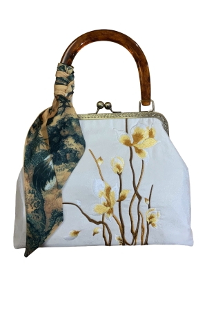 EMBROIDERED CLASP TOP MINI BAG MAISON IVORY