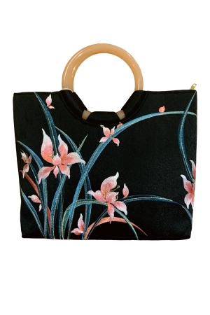 EMBROIDERED MINI BAG FLORAL NOIR