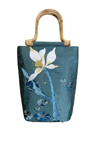 EMBROIDERED VELVET BAG JADE