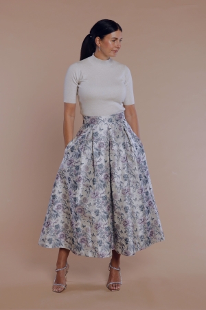 CLASSIC AUDREY FLORAL PEONY PLEATED SKIRT