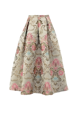 CLASSIC MIDI SKIRT AUDREY GOLD DAMASK 