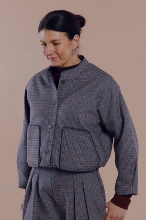 TWEED BOMBER JACKET - NAVY