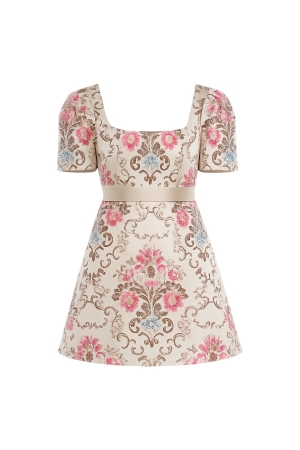 JACQUARD MINI DRESS GOLD