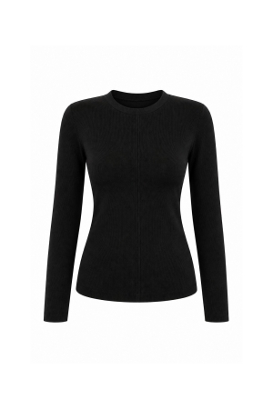 STRUCTURED LONG SLEEVE KNIT BLACK