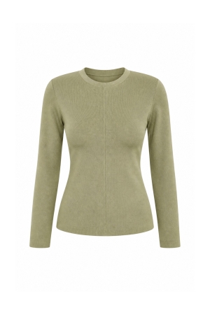 STRUCTURED LONG SLEEVE KNIT OLIVE