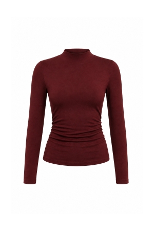 SOFT KNIT LONG SLEEVE LUXE TOP - MAROON