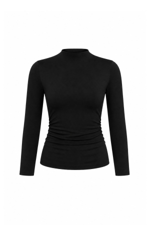 SOFT KNIT LONG SLEEVE LUXE TOP - BLACK