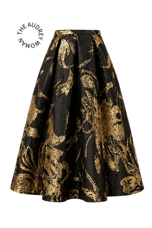 AUDREY SKIRT BLACK GOLD BROCADE