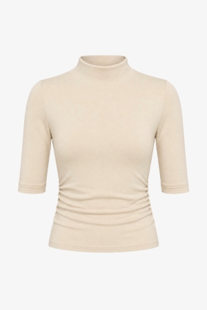 Soft Knit Short Sleeve Luxe Top Fawn - Cedar Rose