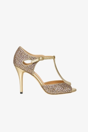 Classic T-bar Pink Champagne Open-toe Heels - Cedar Rose