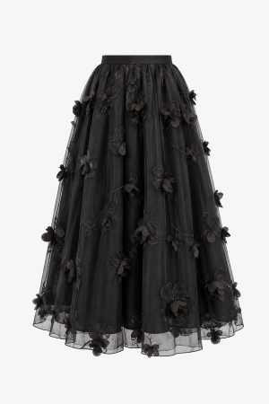 Audrey 3D Floral Tulle Skirt - Cedar Rose