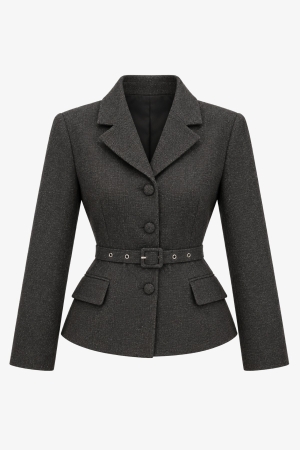 Audrey Belted Tweed Jacket - Cedar Rose
