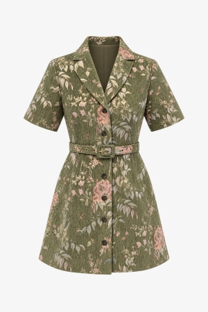 Audrey Jacquard Mini Dress - Cedar Rose