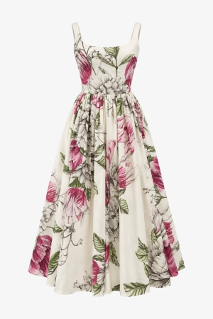 Audrey Silk Cotton Voile Dress - Cedar Rose