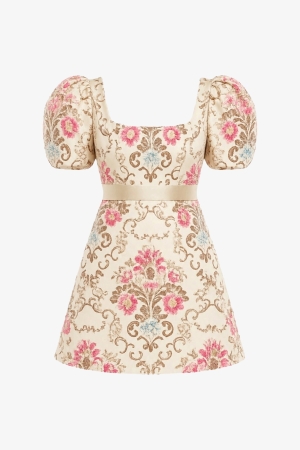 Jacquard Mini Dress Gold - Cedar Rose