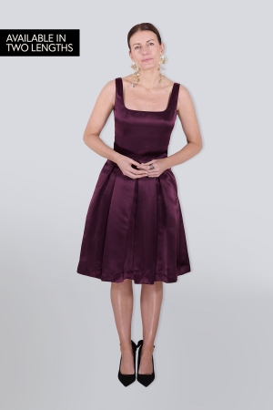 DOROTHY HIGH WAIST SQUARE NECK DRESS CASSIS