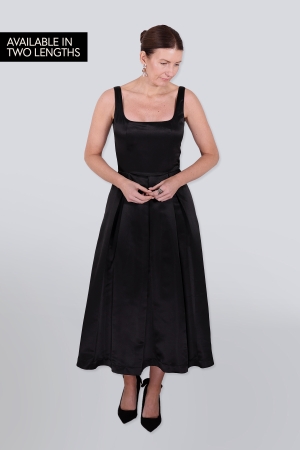 DOROTHY HIGH WAIST SQUARE NECK DRESS BLACK