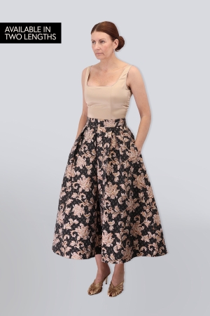 CLASSIC AUDREY FLORAL DAMASK PLEATED SKIRT