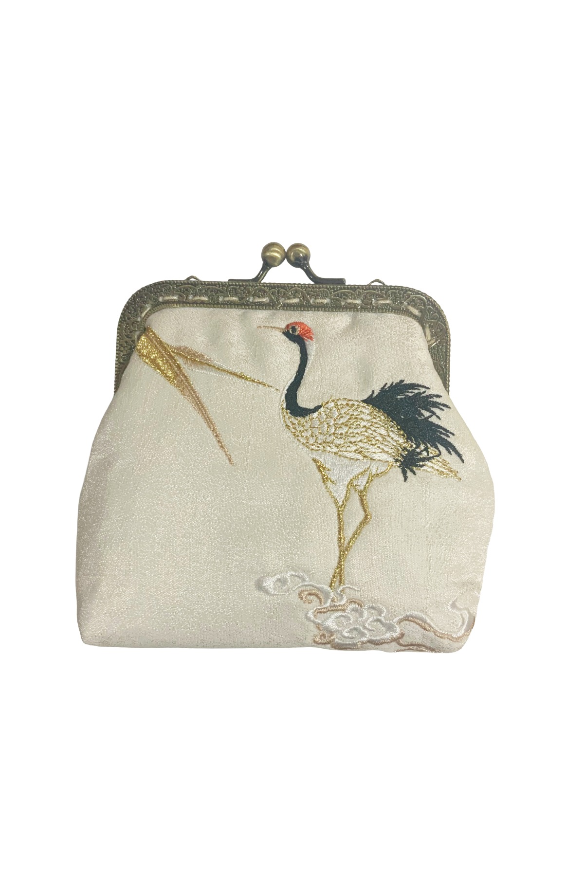 Velvet Clasp Coin Purse Silk Heron - Cedar Rose