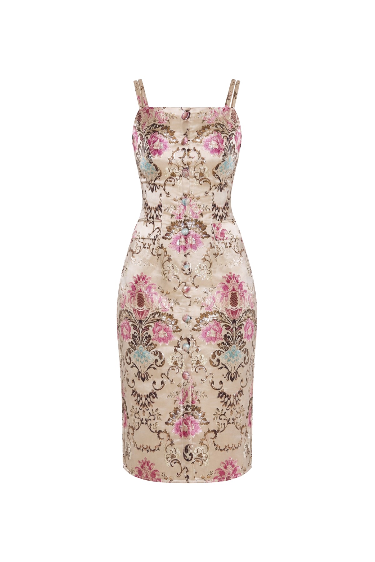 JACQUARD EVENING DRESS GOLD