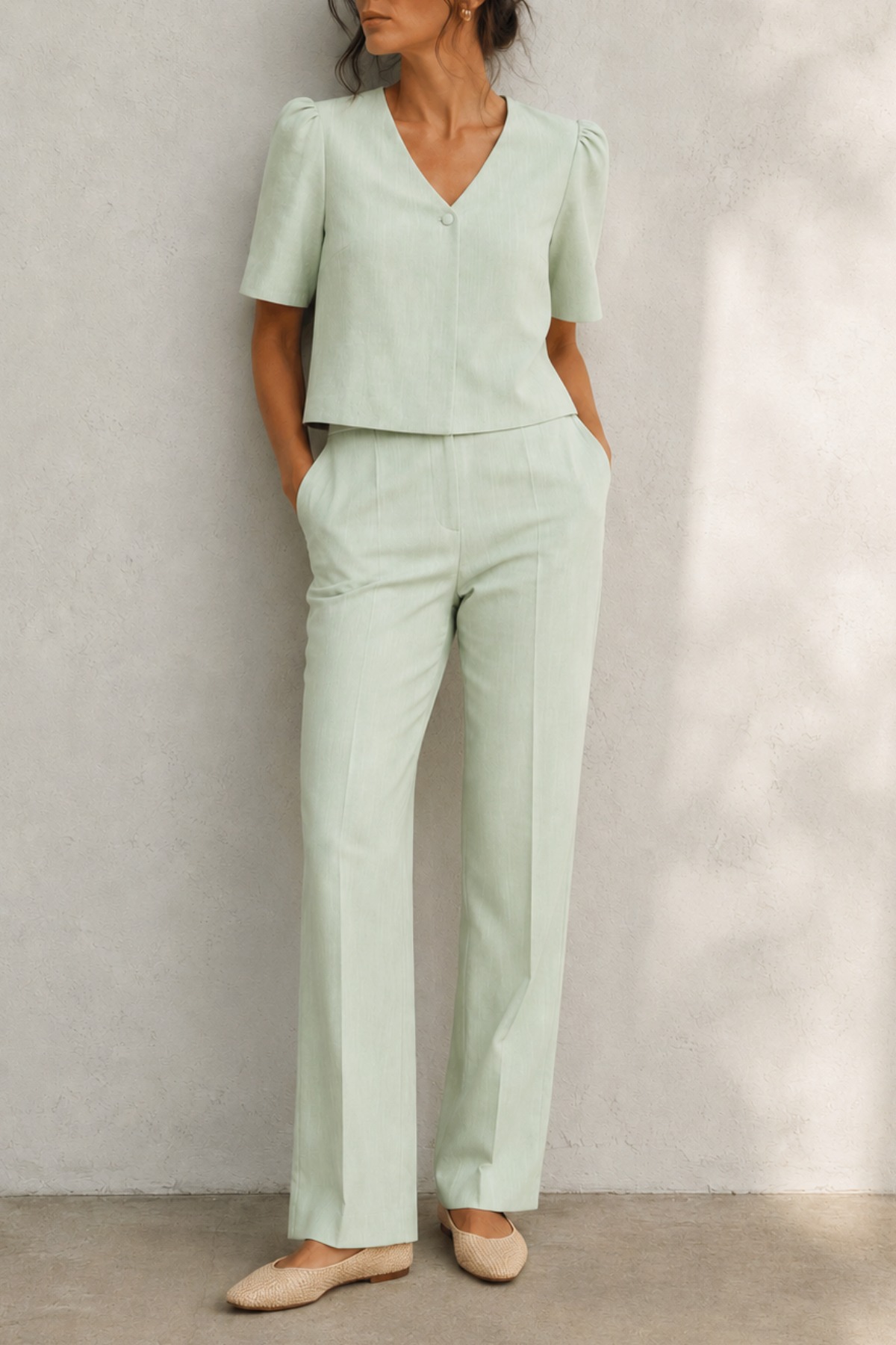 AUDREY TROUSER TWEED SAGE