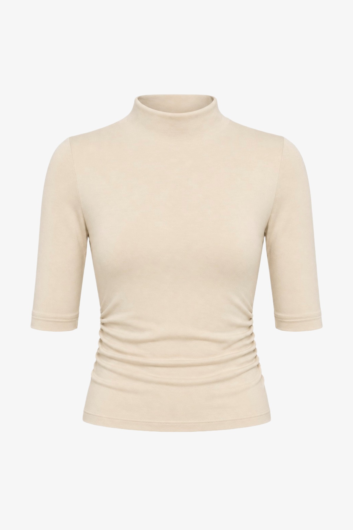 SOFT KNIT SHORT SLEEVE LUXE TOP FAWN