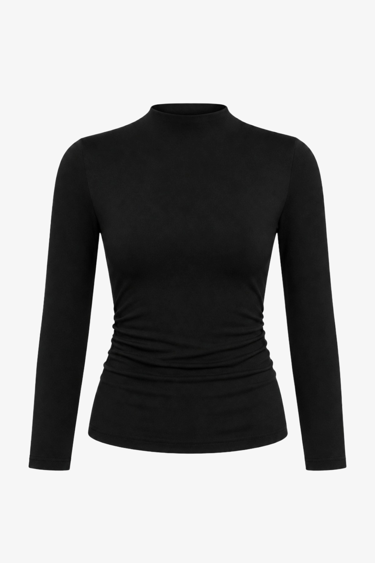 SOFT KNIT LONG SLEEVE LUXE TOP - BLACK