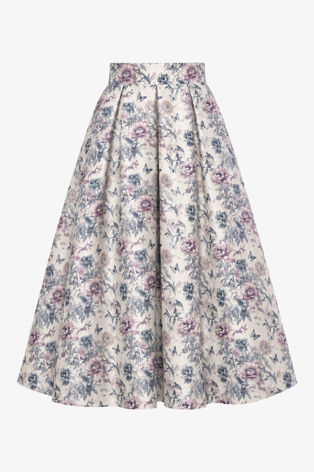 Classic Midi Audrey Floral Pleated Skirt - Cedar Rose