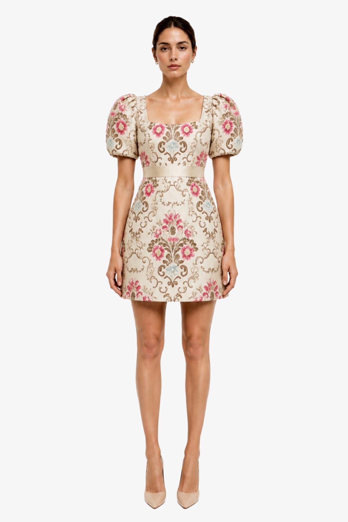 JACQUARD MINI DRESS GOLD