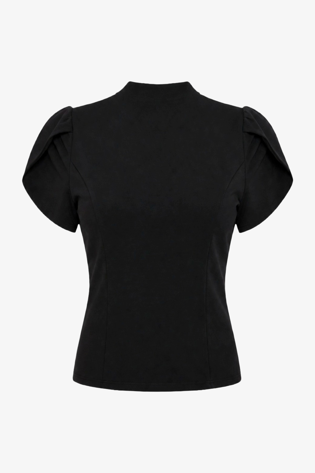 Mini Sleeve High Neck Top - Cedar Rose