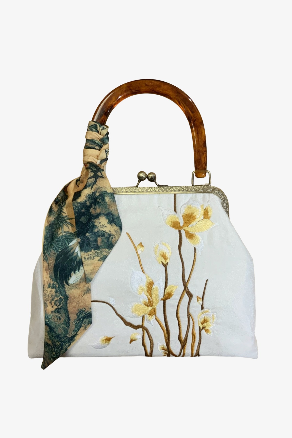 EMBROIDERED CLASP TOP MINI BAG MAISON IVORY