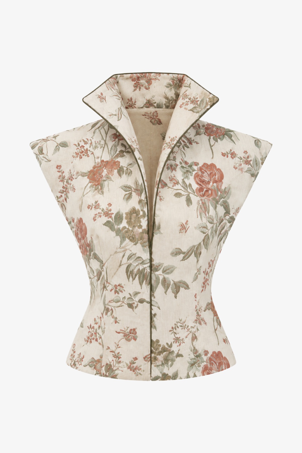 Audrey high collar Jacquard Top