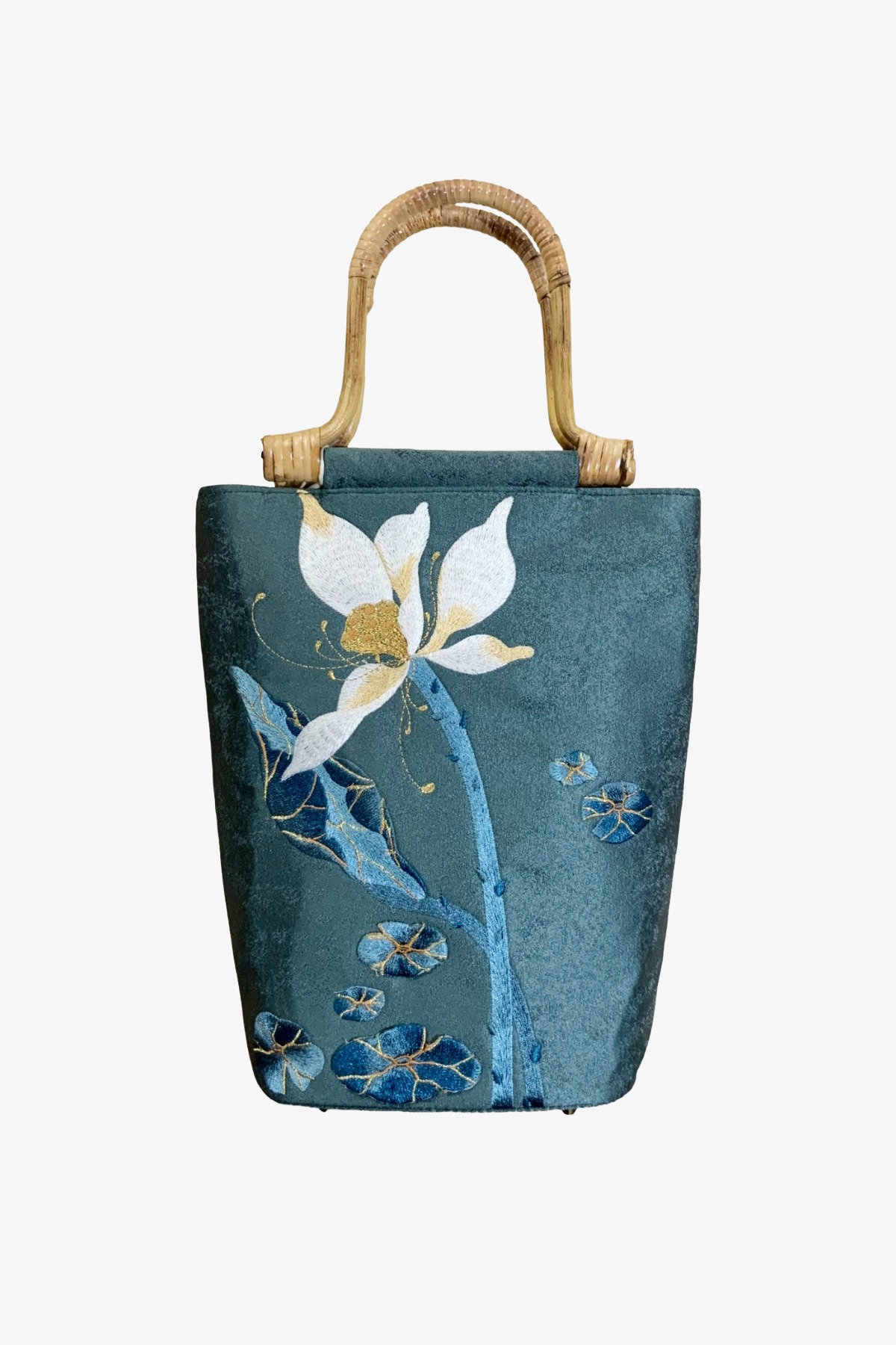 EMBROIDERED VELVET BAG JADE