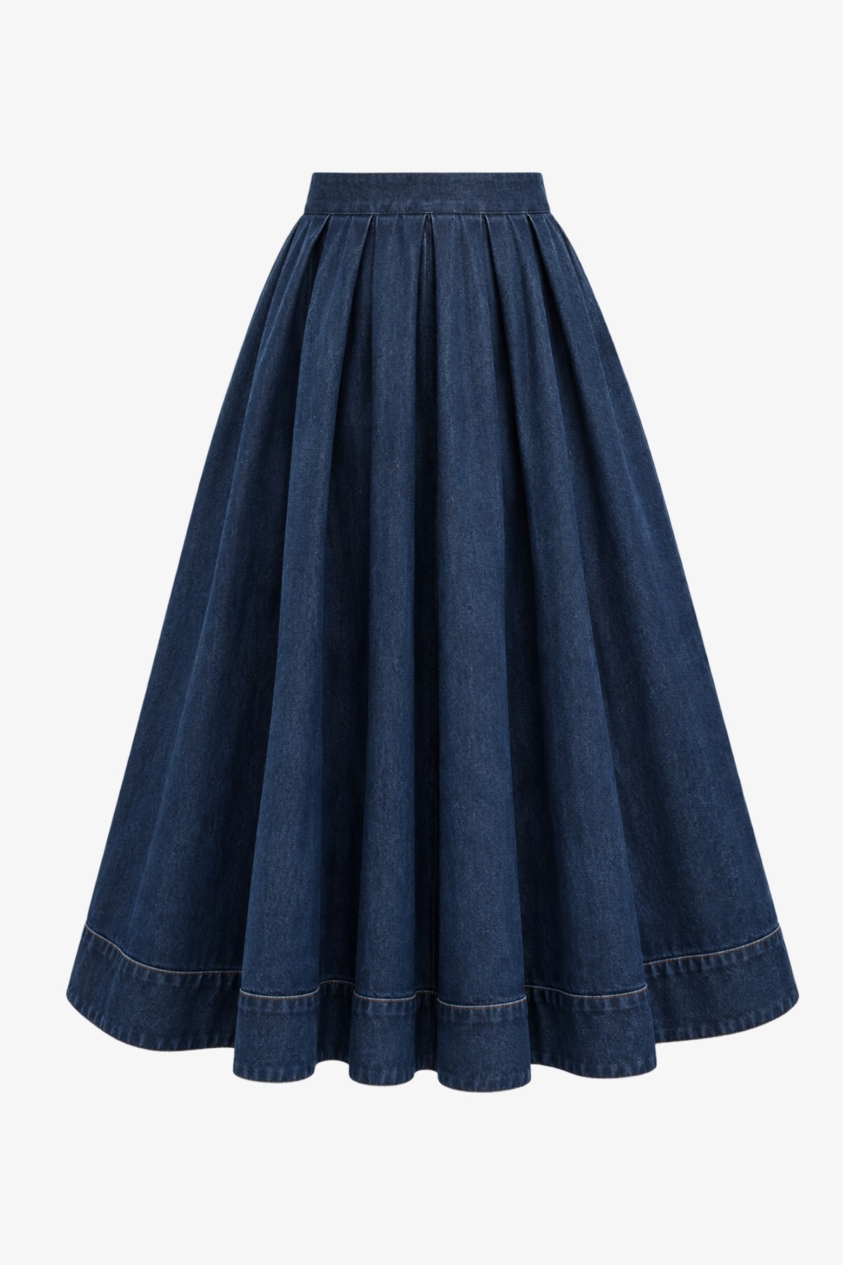 Audrey Indigo Denim Full Skirt - Cedar Rose