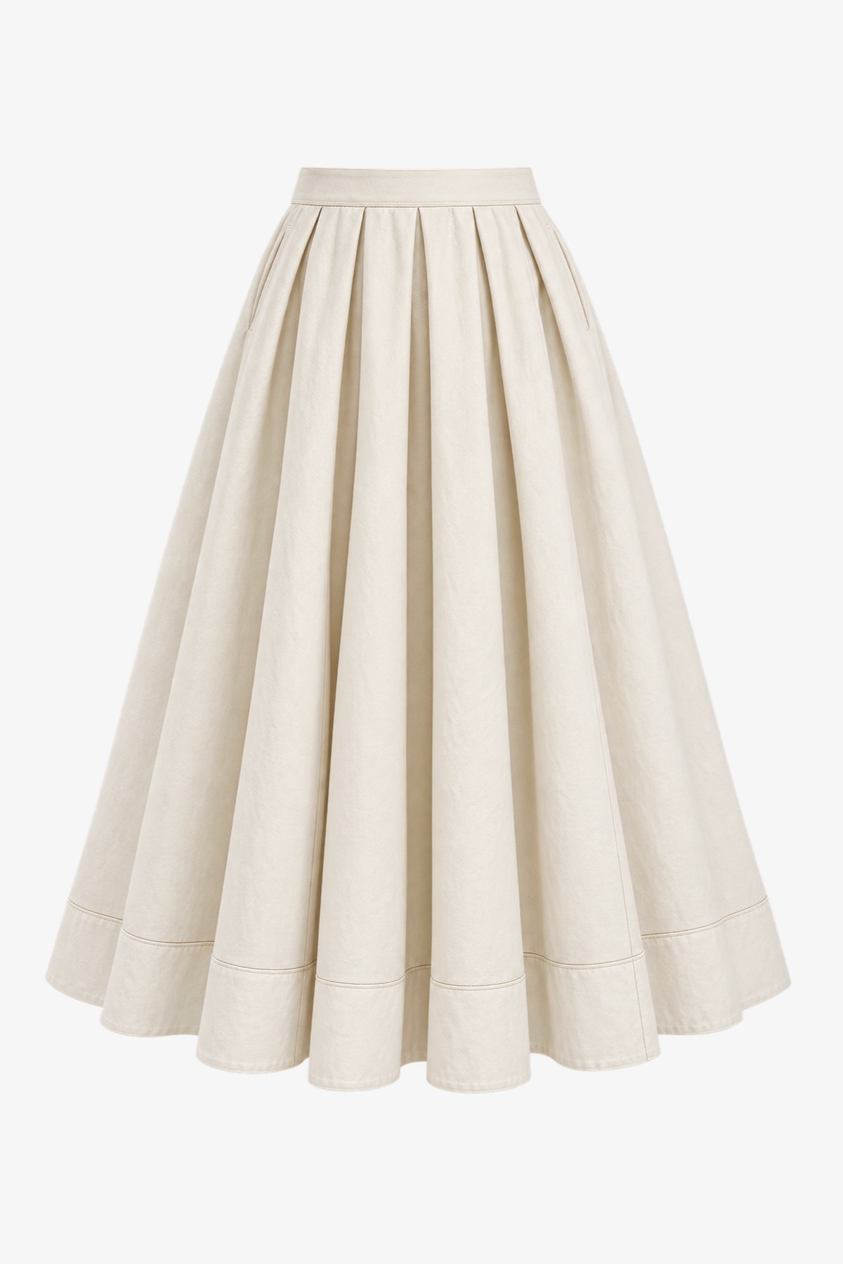 Audrey Cream Denim Full Skirt - Cedar Rose