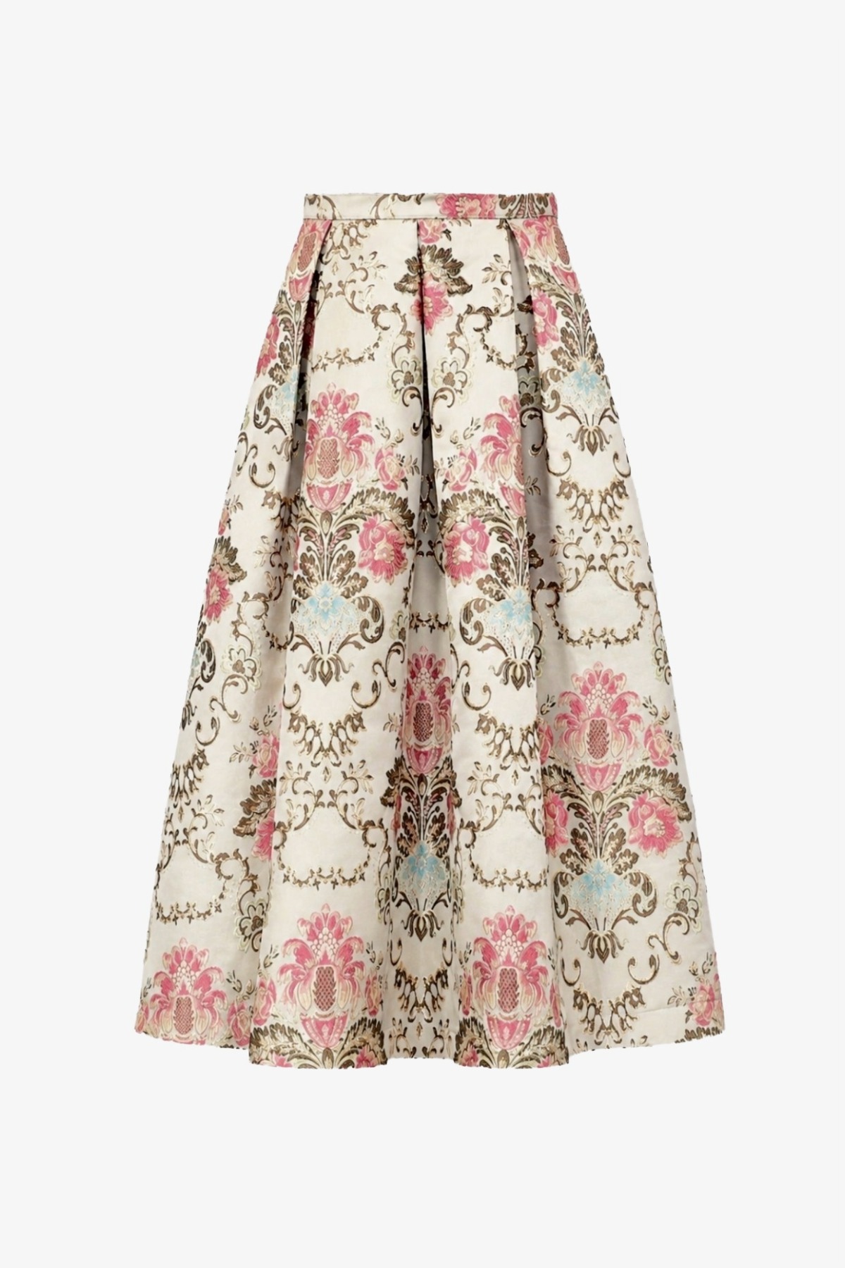 Classic Midi Skirt Audrey Gold Damask - Cedar Rose