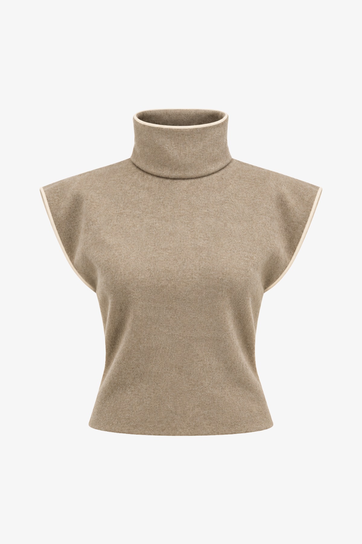 Audrey Sculpted Tweed Funnel Neck Top - Cedar Rose