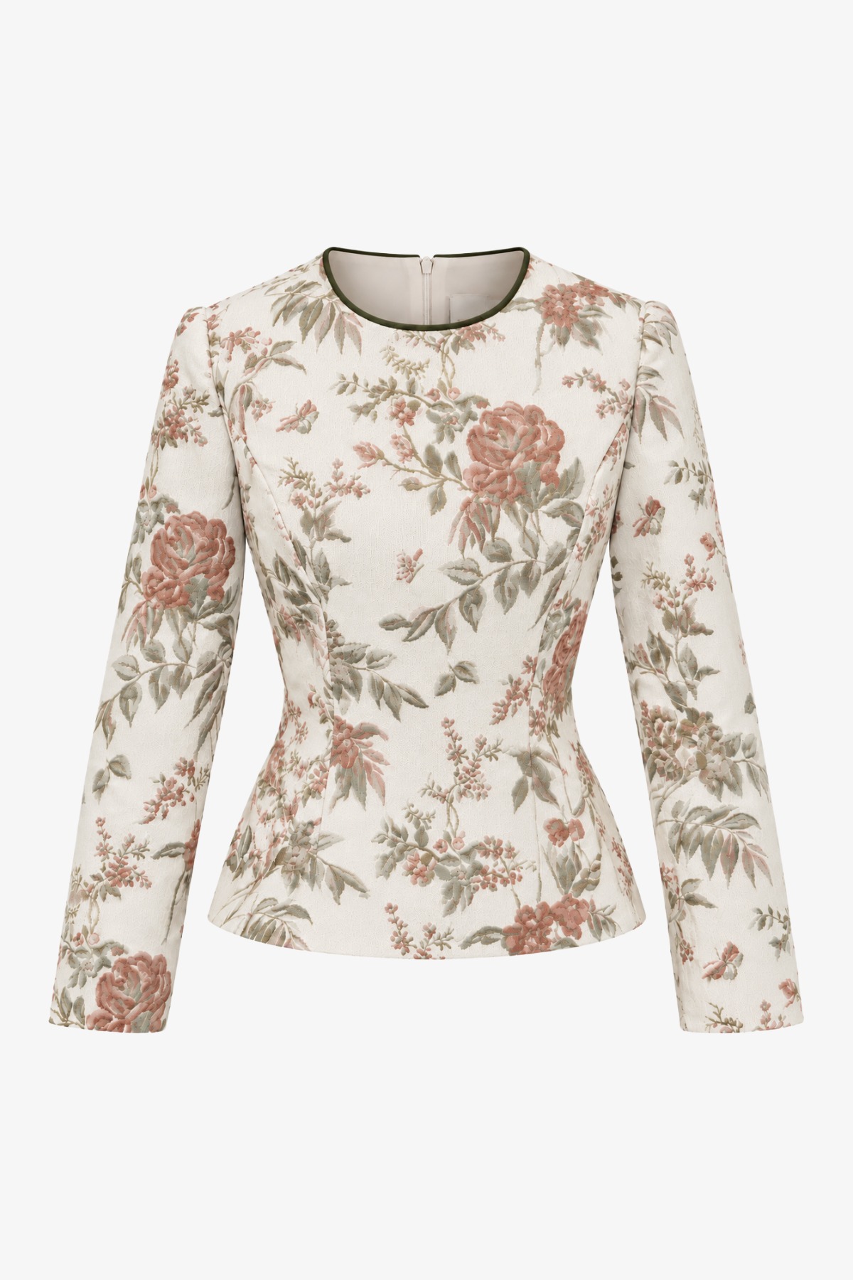 Audrey Plush Jacquard Top - Cedar Rose