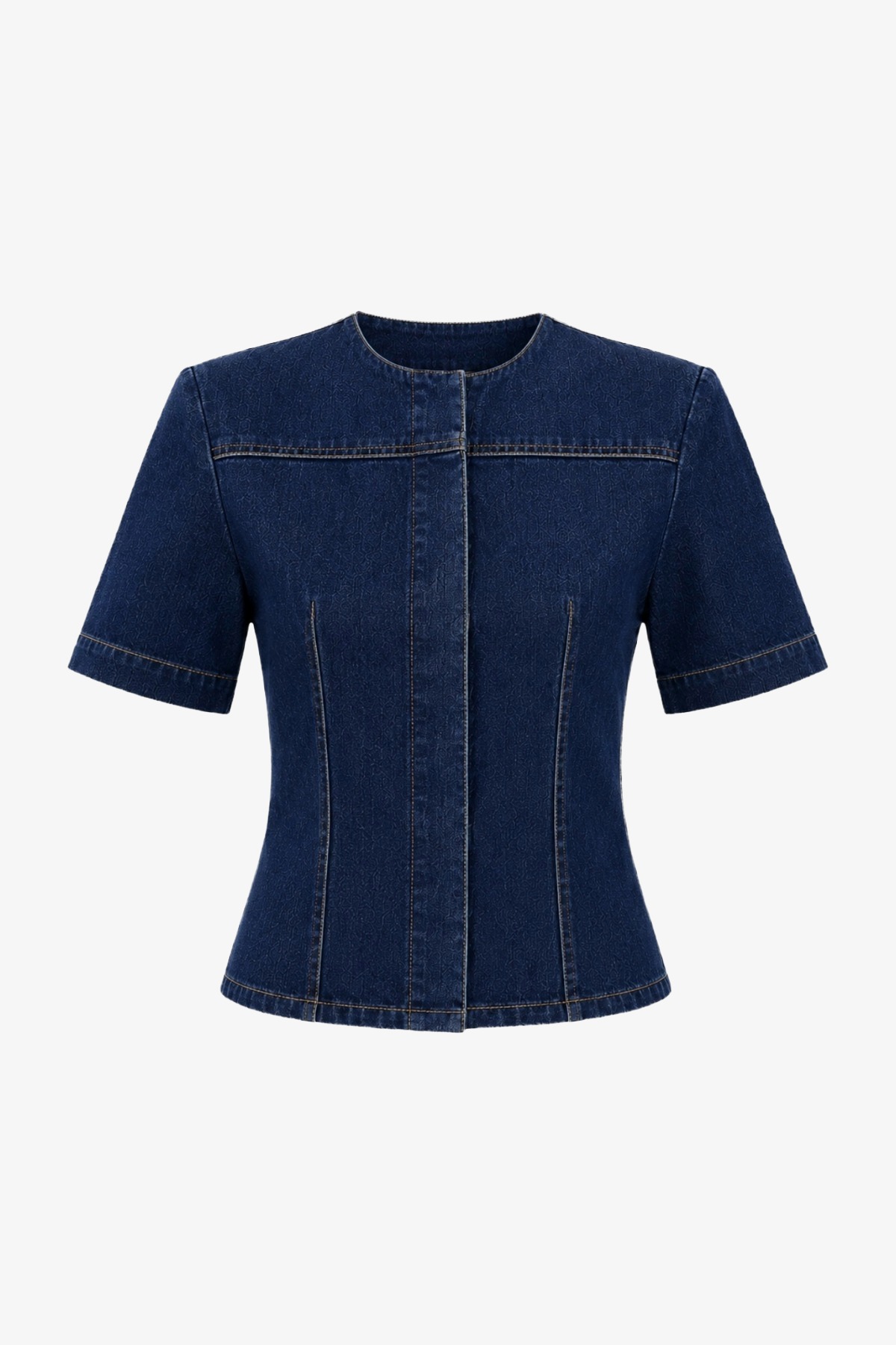 HERITAGE DENIM COLLARLESS SHIRT TOP 